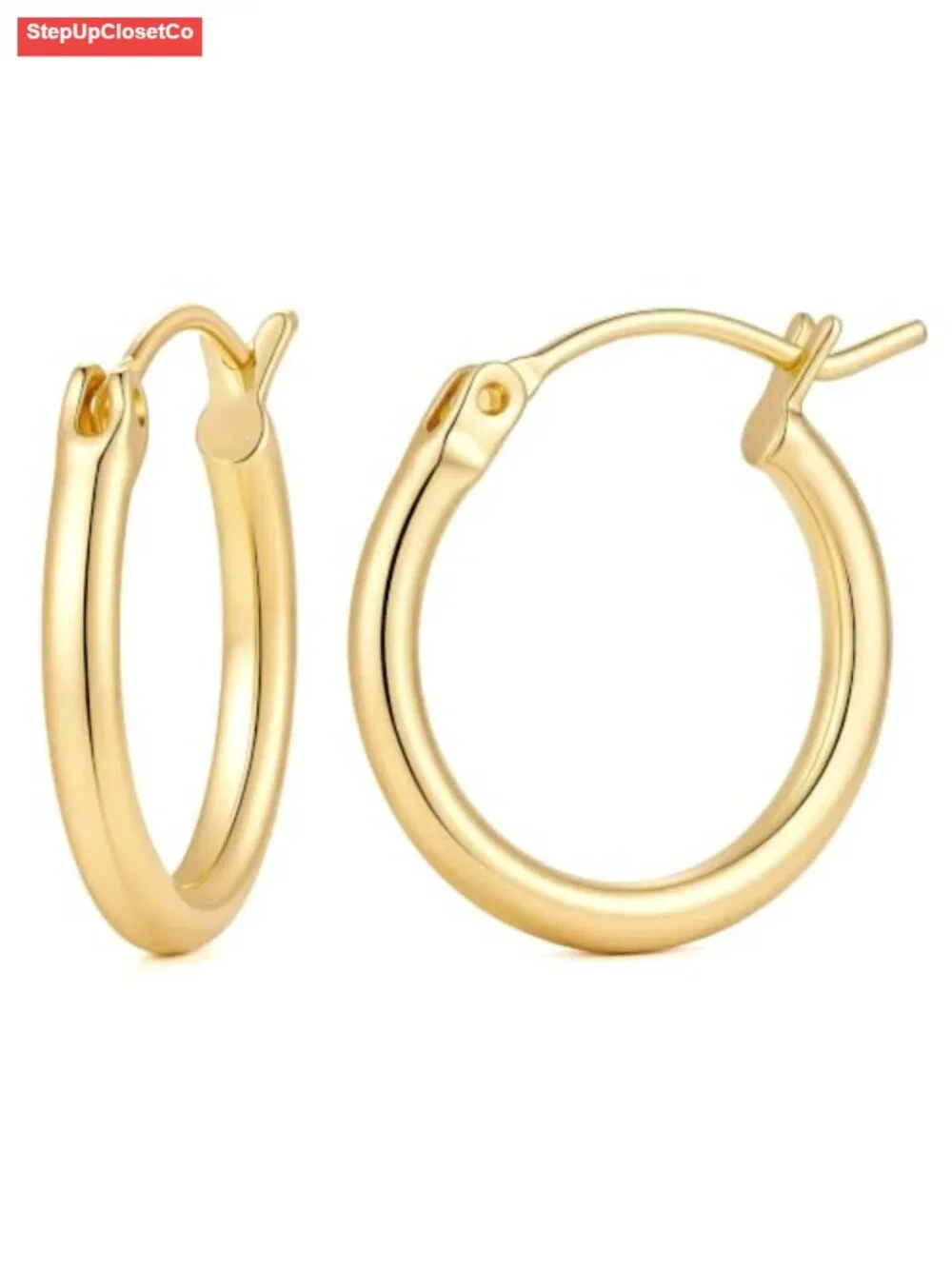 14K Gold Plated Small Hoop Earrings for Women Hypoallergenic Click-Top Closure